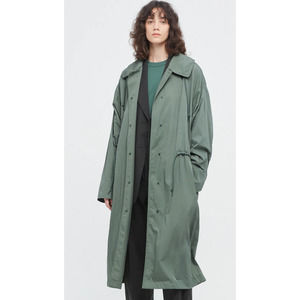 NWT UNIQLO Green Nylon Long Trench Coat